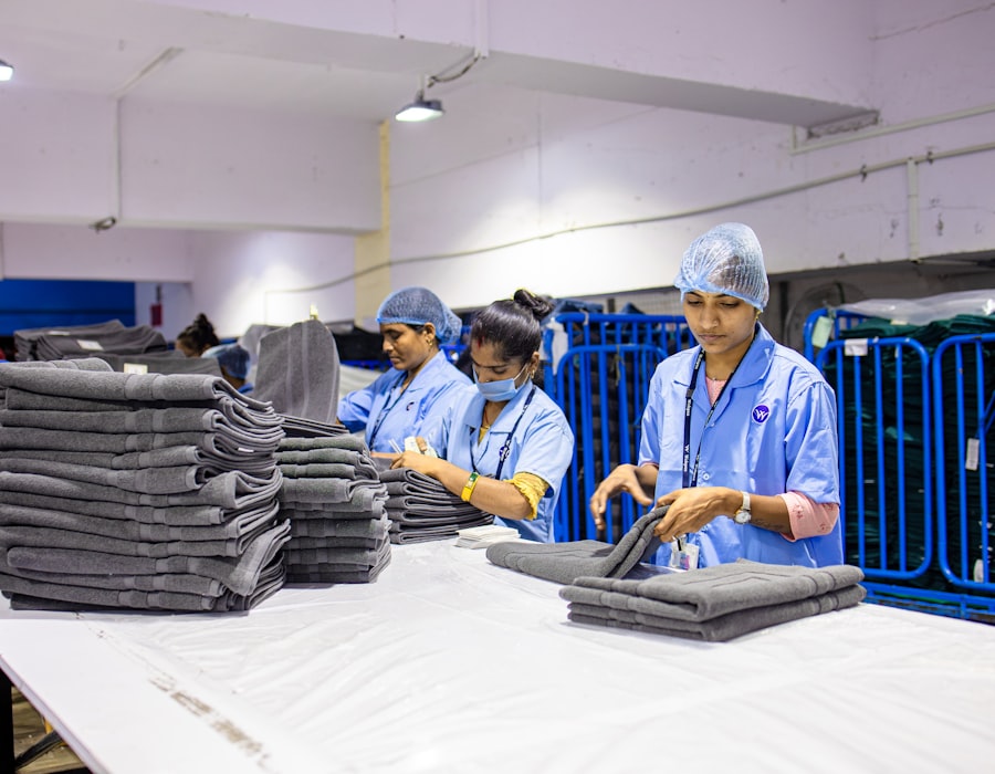 Freshly laundered linen being folded