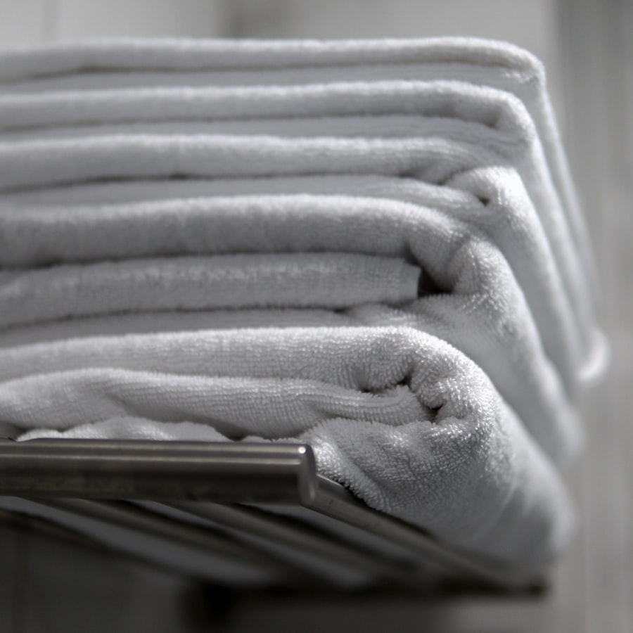 Fresh folded white linen and towels